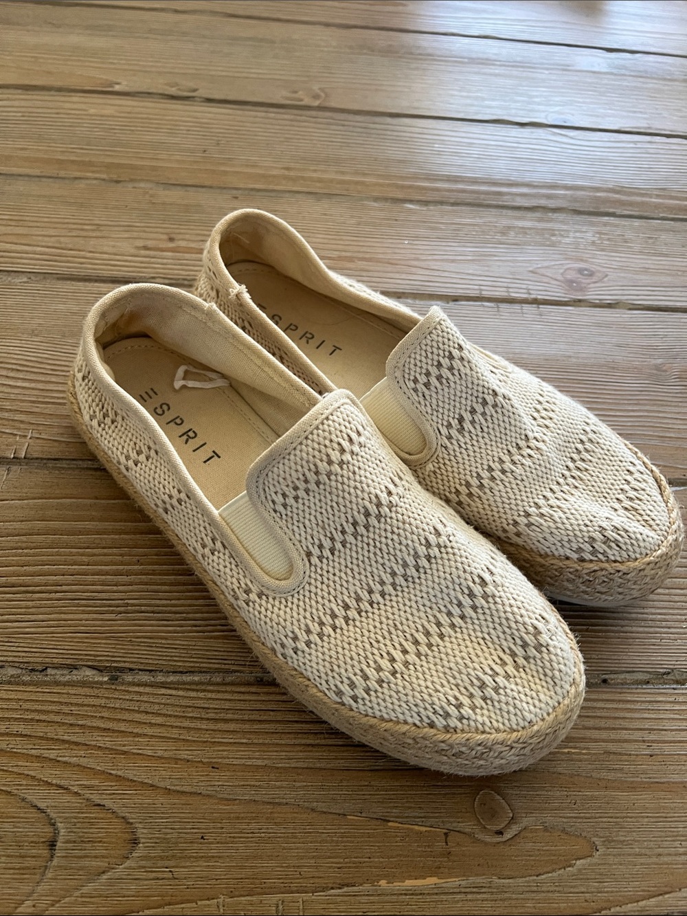 Esprit Cream Knit Slip-On Espadrille Flats